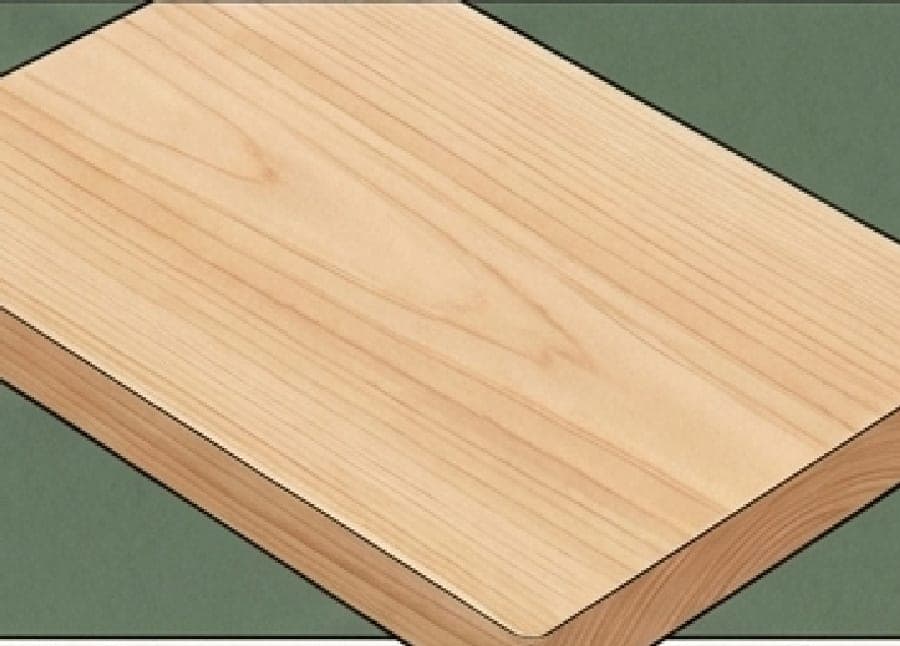 The same board renewed, planed clean along the grain